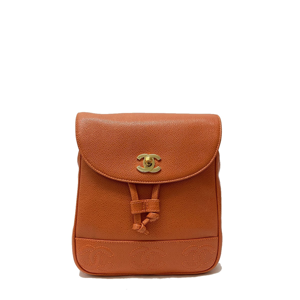 ■シャネル■ リュックサック バックパック キャビアスキン トリプルココ オレンジ 4番台  【CHANEL】