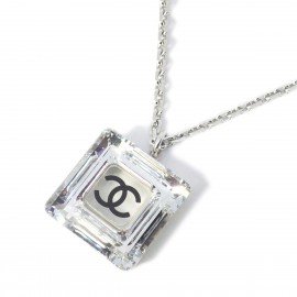 ■シャネル■ ネックレス スクエア ココマーク クリア シルバー 05A 【CHANEL】