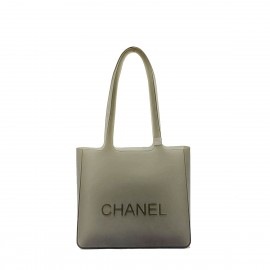 ■シャネル■ ラバー トートバッグ ロゴ クリアグレー ヴィンテージ  【CHANEL】