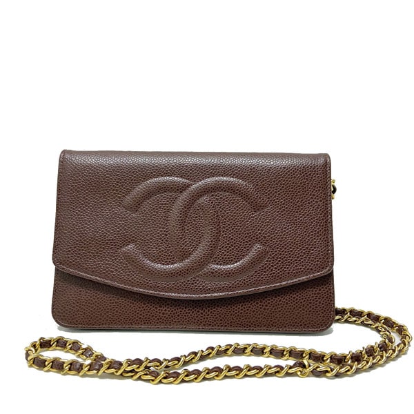 ■シャネル■ シャネル チェーンウォレット キャビアスキン デカココ 5番台 ヴィンテージ  【CHANEL】
