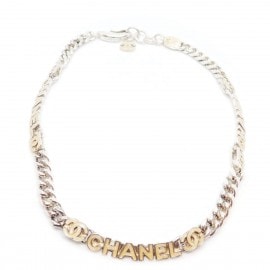 ■シャネル■ イヤリング チョーカーネックレス ロゴ シルバー ベージュ 00T 【CHANEL】