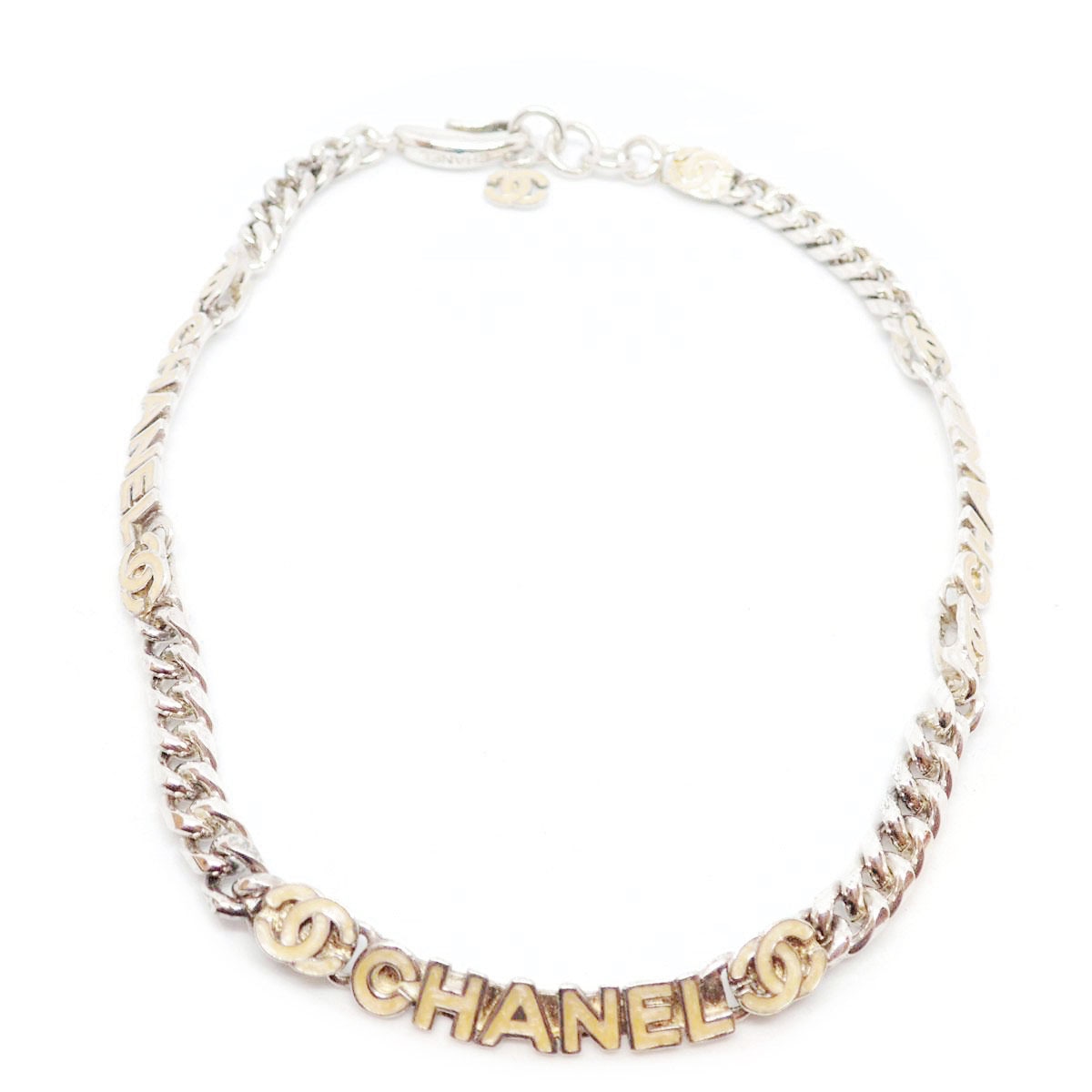 ■シャネル■ イヤリング チョーカーネックレス ロゴ シルバー ベージュ 00T 【CHANEL】