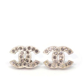 ■シャネル■ ミニピアス ココマーク ラインストーン 12V 【CHANEL】