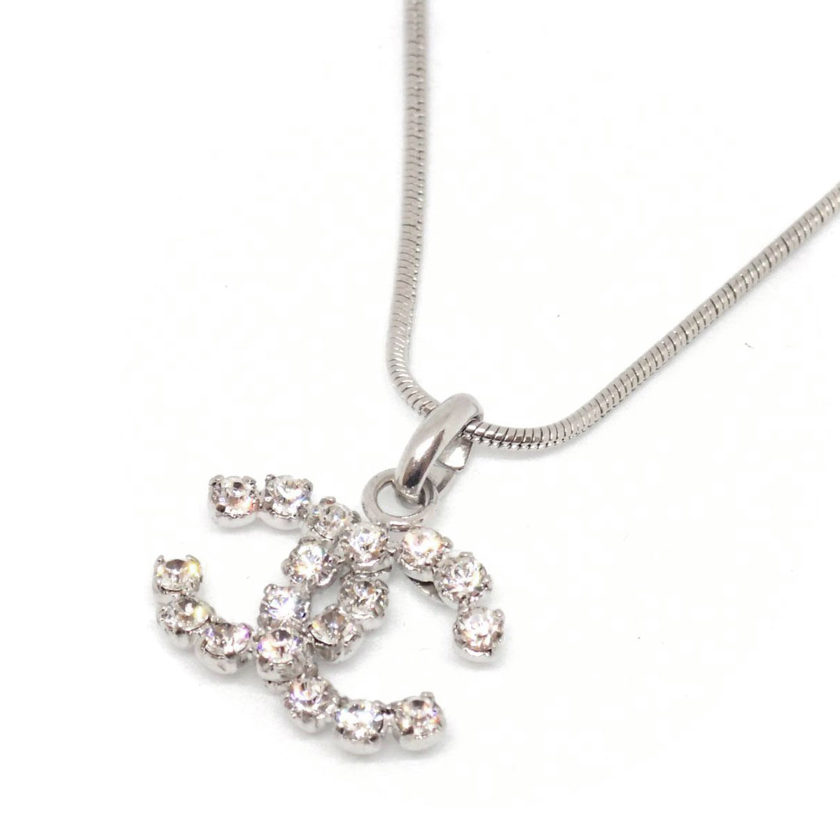 ■シャネル■ ネックレス ココマーク ラインストーン シルバー 00A 【CHANEL】