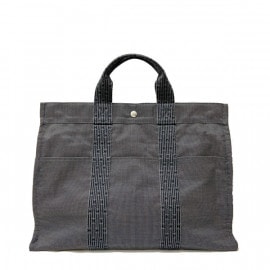 ■エルメス■ エールラインMM ハンドバッグ ナイロンキャンバス グレー 【HERMES】