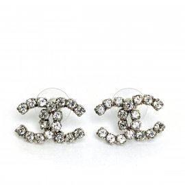 ■シャネル■ ピアス ココマーク ラインストーン シルバー 05V 【CHANEL】