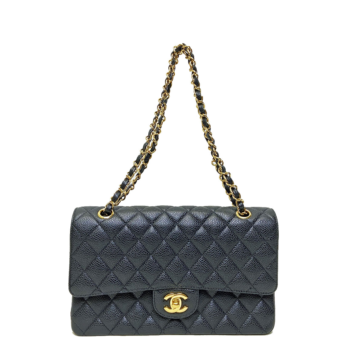 ■シャネル■ マトラッセ25 チェーンショルダーバッグ キャビアスキン ブラック 13番台 【CHANEL】