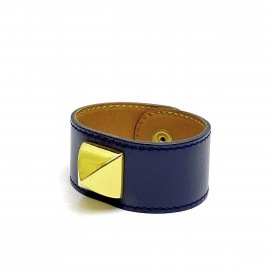 ■エルメス■ ブレスレット メドール カーフレザー ネイビー ゴールド金具 【HERMES】