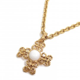 CHANEL シャネル ロングネックレス クロス メタル ゴールド 93A