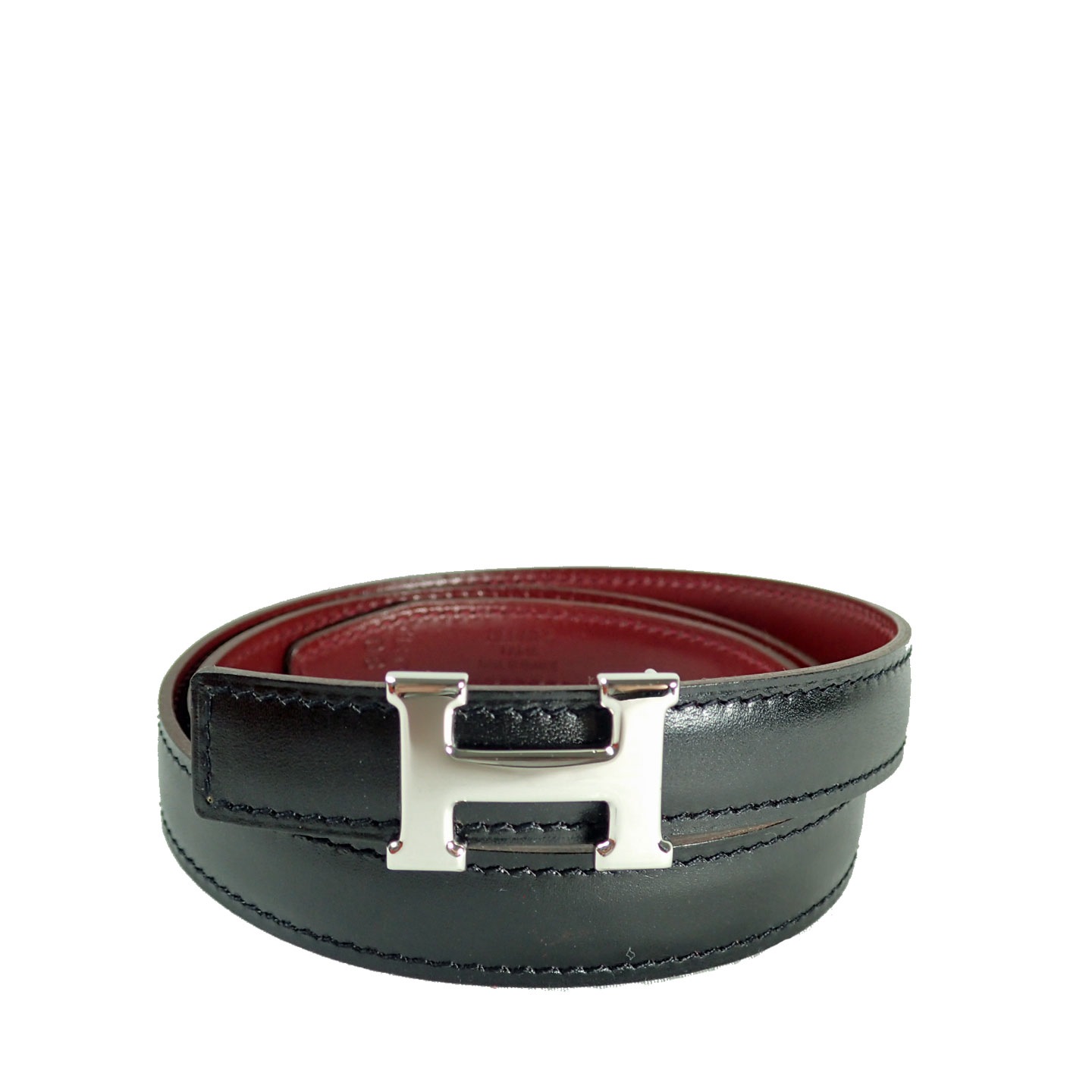 HERMES エルメス ミニ Hベルト シルバー金具 ブラック/ボルトー系 80 □G刻印(2003年製造) レディース