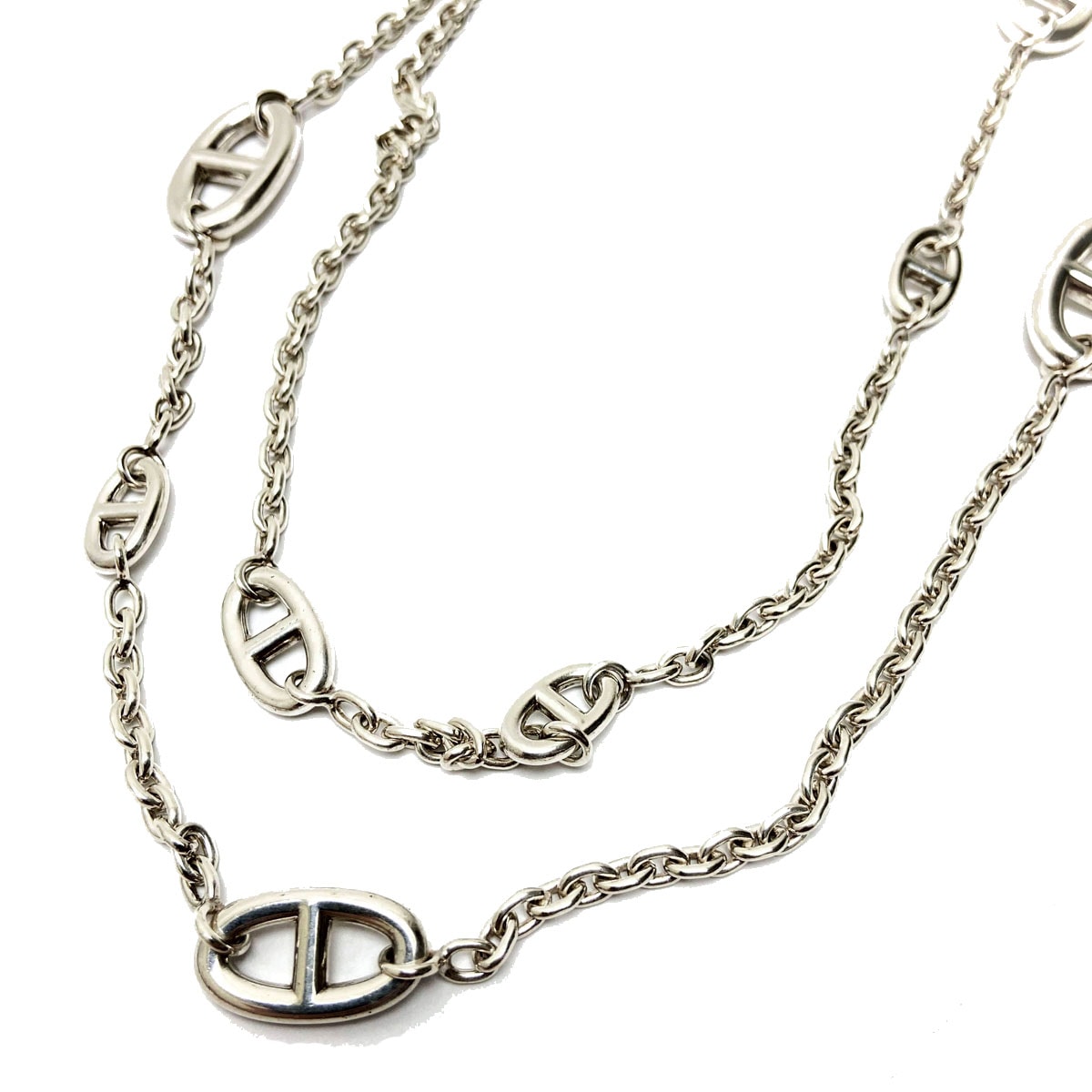 HERMES エルメス シェーヌダンクル ロングネックレス ファランドール SV925 シルバー