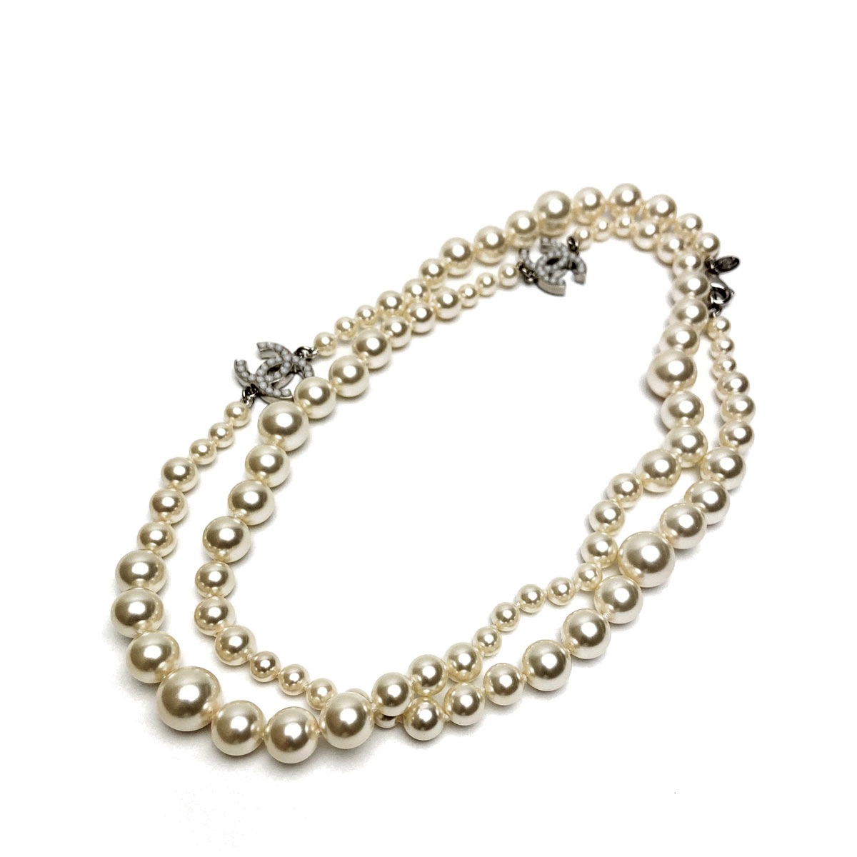 CHANEL シャネル フェイクパール ロングネックレス ココマーク 10V　