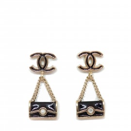 CHANEL シャネル ピアス バッグモチーフ ココマーク ブラック ゴールド 13B|アクセサリー