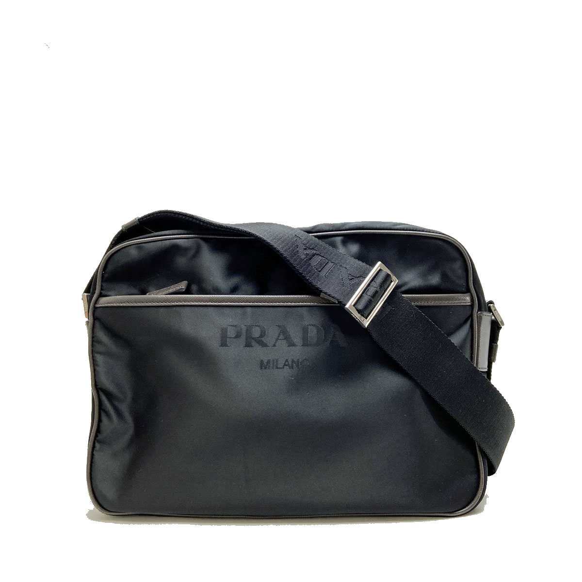 PRADA プラダ ロゴ ナイロン 斜め掛けショルダーバッグ ブラック/ブラウン VA0772