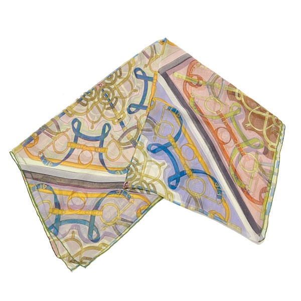 HERMES エルメス シフォンストール マルチカラー シルク100％