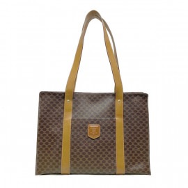 CELINE セリーヌ トートバッグ マカダム柄 PVC/レザー ブラウン MC98/1