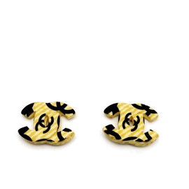 CHANEL シャネル ココマーク ピアス プラスチック イエロー/ブラック 02P