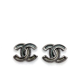 CHANEL シャネル ピアス ココマーク ガンメタリック/ブルーグレー系 A12A
