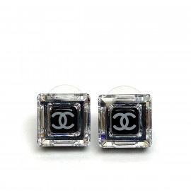 CHANEL シャネル ピアス スクエア ココマーク クリア ブラック 05A
