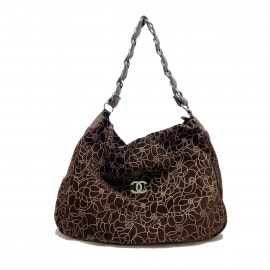 CHANEL シャネル カメリア ワンショルダーバッグ スエード ブラウン 9番台(2004年頃製造)