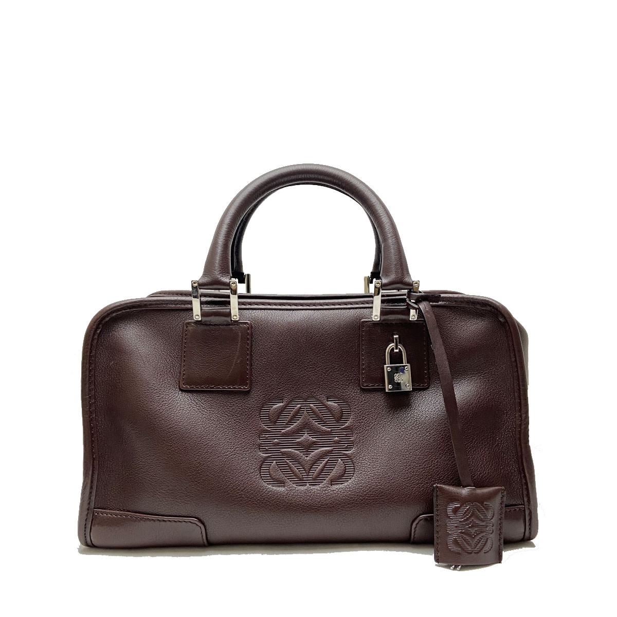 LOEWE ロエベ アマソナ28 ハンドバッグ レザー ブラウン シルバー金具
