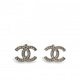 CHANEL シャネル ピアス ココマーク ラインストーン シルバー A14V