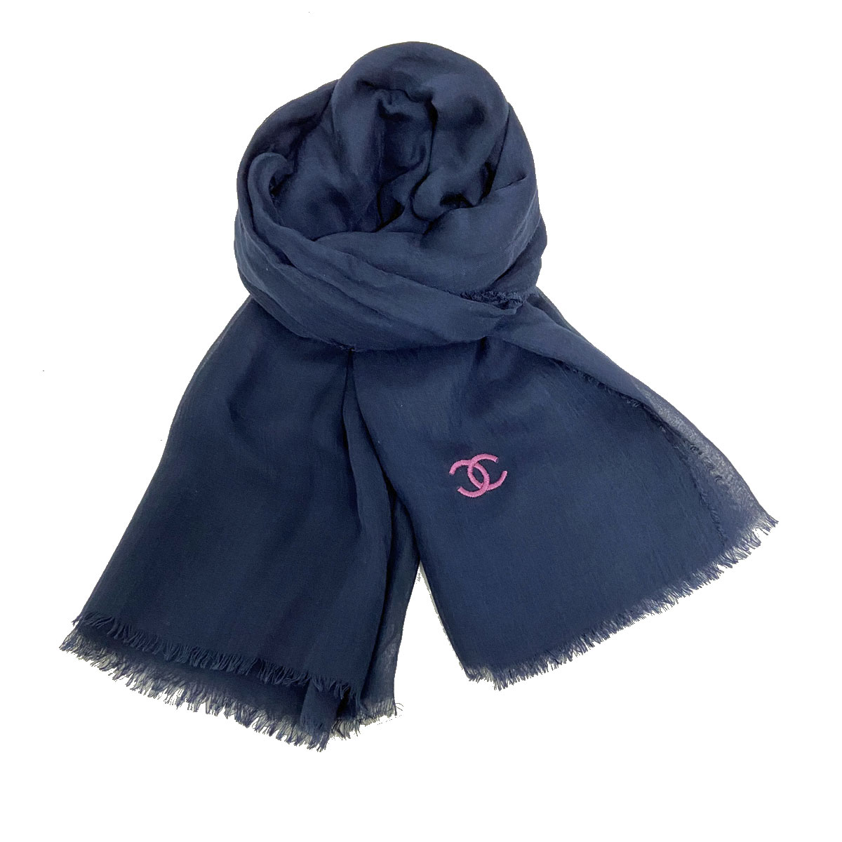 CHANEL シャネル ショール ストール ココマーク モダール カシミア ネイビー ピンク