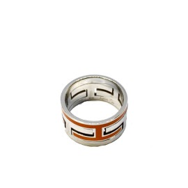 HERMES エルメス リング 指輪 ムーブアッシュ Ag925 約9号 シルバー オレンジ