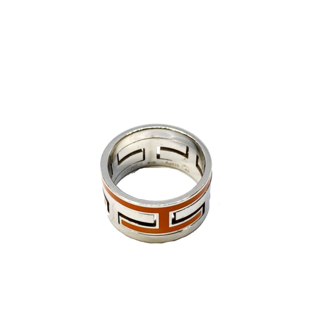 HERMES エルメス リング 指輪 ムーブアッシュ Ag925 約9号 シルバー オレンジ