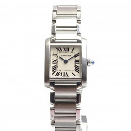 Cartier カルティエ タンクフランセーズSM レディース腕時計 QZ SS シルバー 白文字盤 W51008Q3