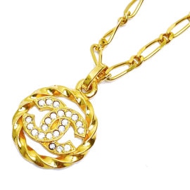 CHANEL シャネル ネックレス ラインストーン ココマーク ゴールド 1982