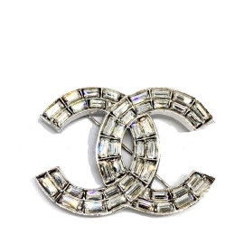CHANEL シャネル ブローチ ココマーク ラインストーン 01P シルバー