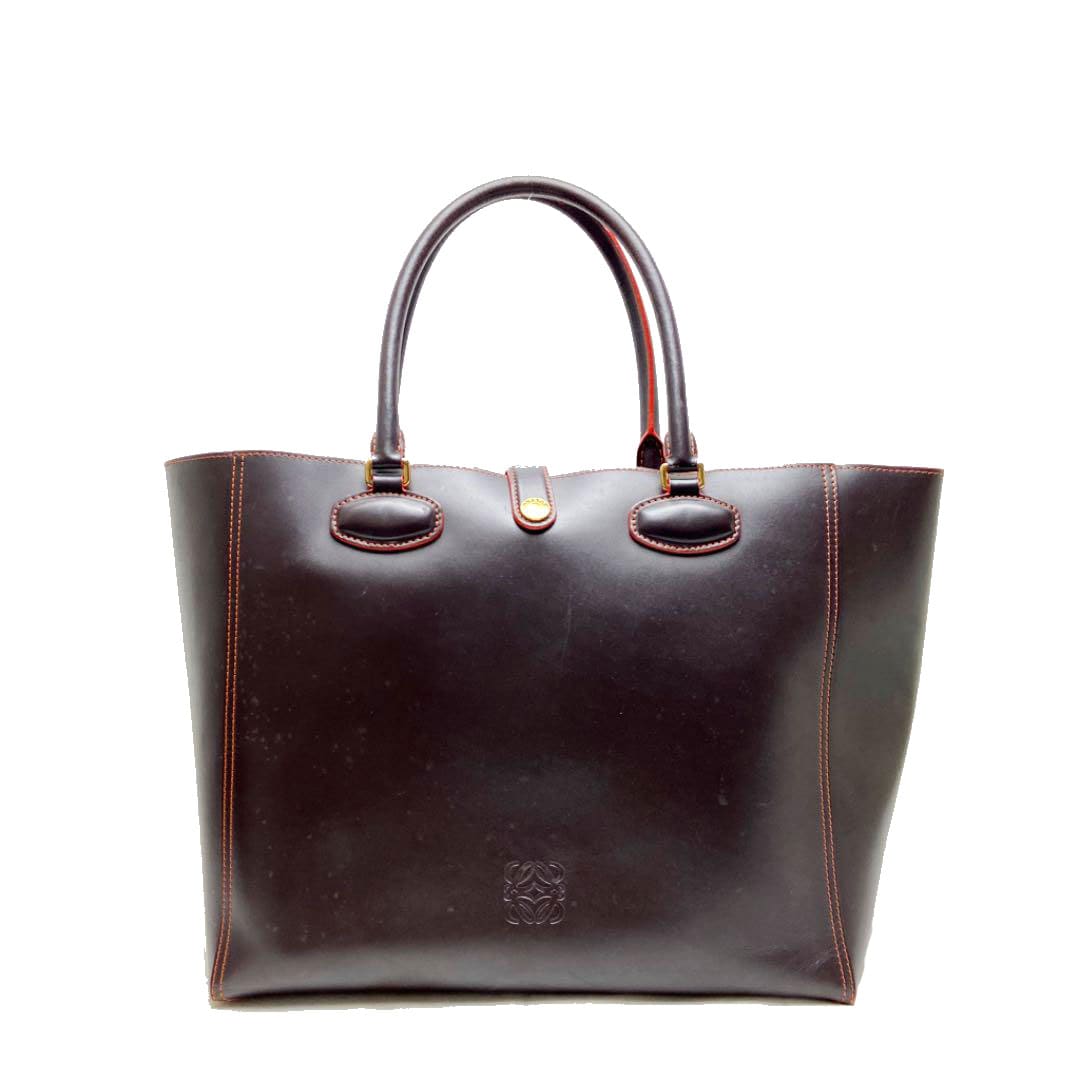 LOEWE ロエベ レオ トートバッグ レザー ダークブラウン オレンジ