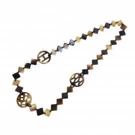 HERMES エルメス バッファローホーン ロングネックレス ブラウン レディース