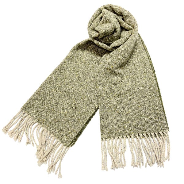 HERMES エルメス マフラー カシミア100% ツイード グリーン系