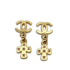 CHANEL シャネル ピアス クロス ココマーク ゴールド ヴィンテージ