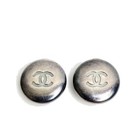 CHANEL シャネル イヤリング ラウンド ココマーク ガンメタリック 96P