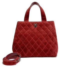 CHANEL シャネル マトラッセ 2WAYトートバッグ ココマーク ターンロック スエード ボルドー 7番台（2002年頃製造）