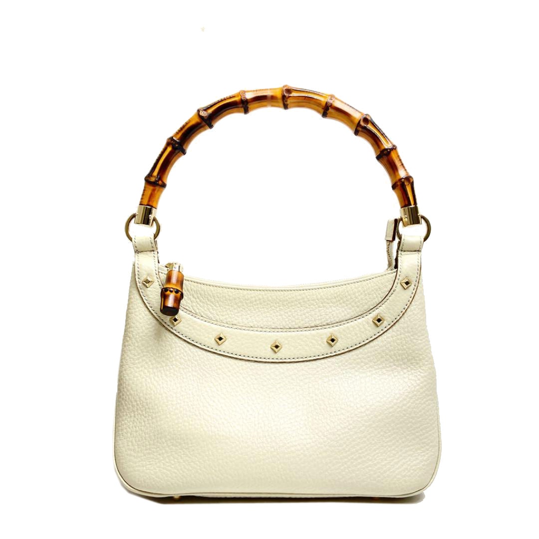 GUCCI グッチ バンブー ショルダーバッグ スタッズ レザー アイボリー