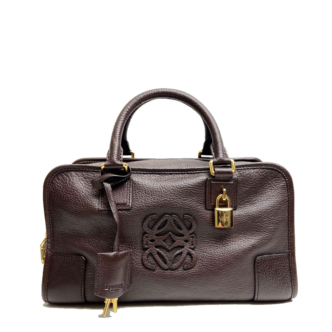 LOEWE ロエベ アマソナ28 ハンドバッグ レザー ダークブラウン ゴールド金具
