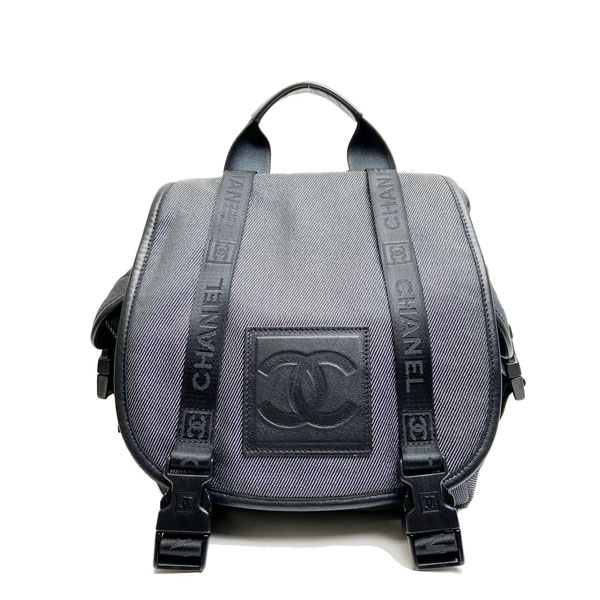 CHANEL シャネル リュックサック バックパック スポーツライン キャンバス グレー ブラック 10番台（2006年頃製造）