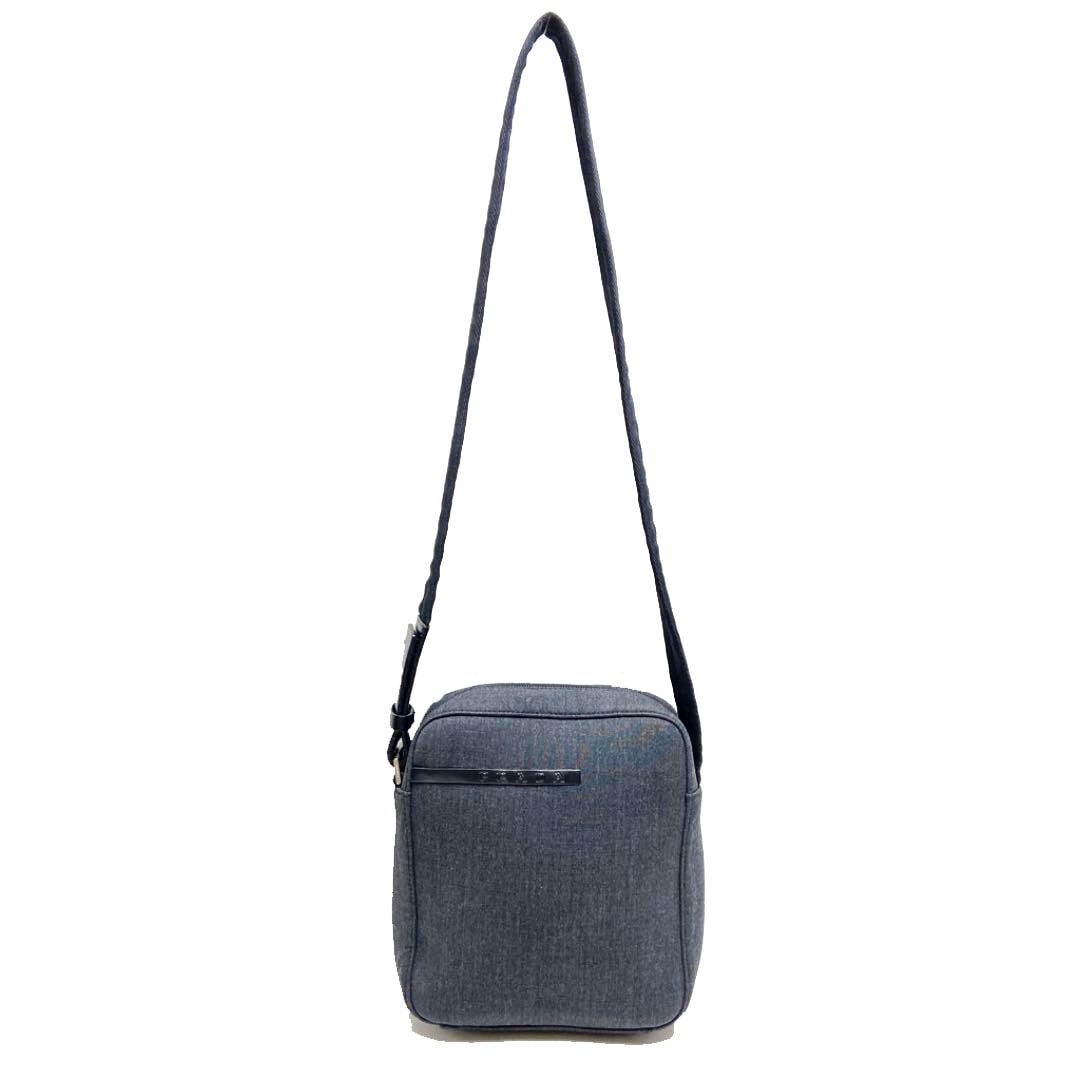 PRADA プラダ スポーツ ショルダーバッグ キャンバス レザー グレー