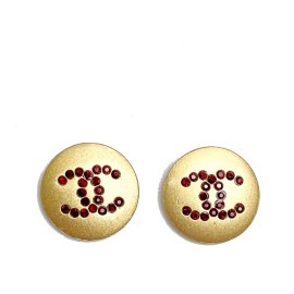CHANEL シャネル ピアス ラインストーン 00A ゴールド レッド