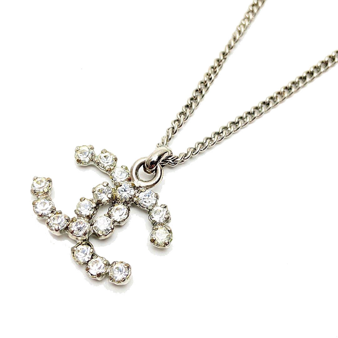 CHANEL シャネル ネックレス ココマーク ラインストーン 05V シルバー A26953