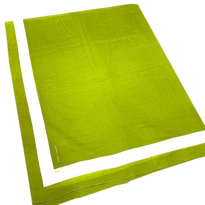 HERMES エルメス 大判ショール コットン100％ ライトグリーン系