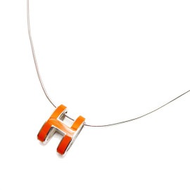 HERMES エルメス ポップアッシュ チョーカー オレンジ シルバー SV925 エナメルラッカー