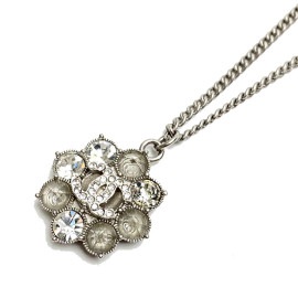 CHANEL シャネル ネックレス ラインストーン ココマーク シルバー A15P