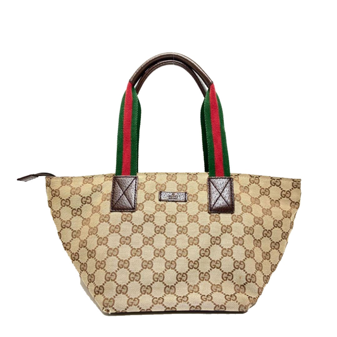 GUCCI グッチ ハンドバッグ GGキャンバス シェリーライン ベージュ ブラウン グリーン レッド 131228