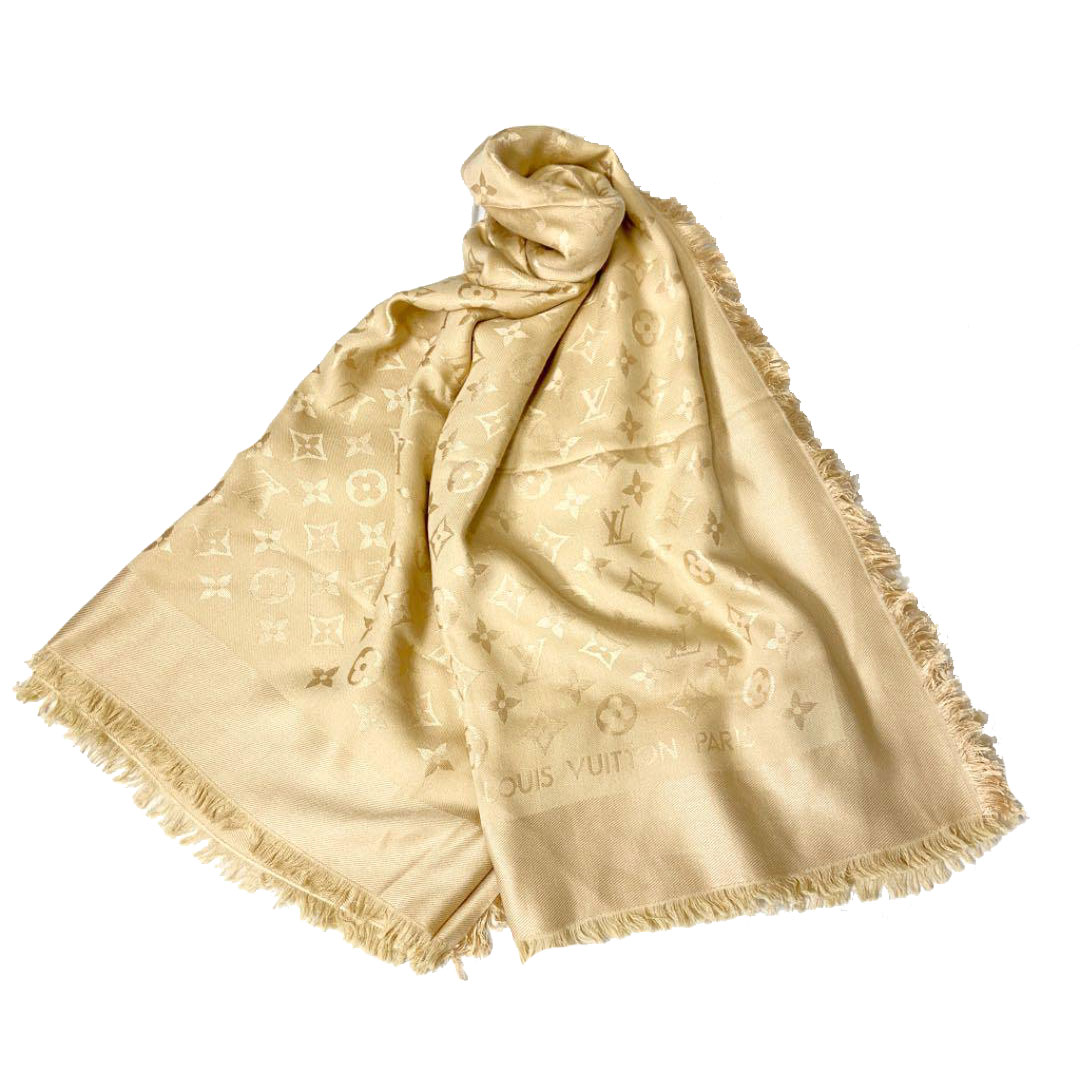LOUIS VUITTON ルイヴィトン モノグラム・ショール デュンヌ（ベージュ） シルク ウール M71360