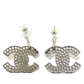 CHANEL シャネル フープピアス パンチングココマーク シルバー 03P